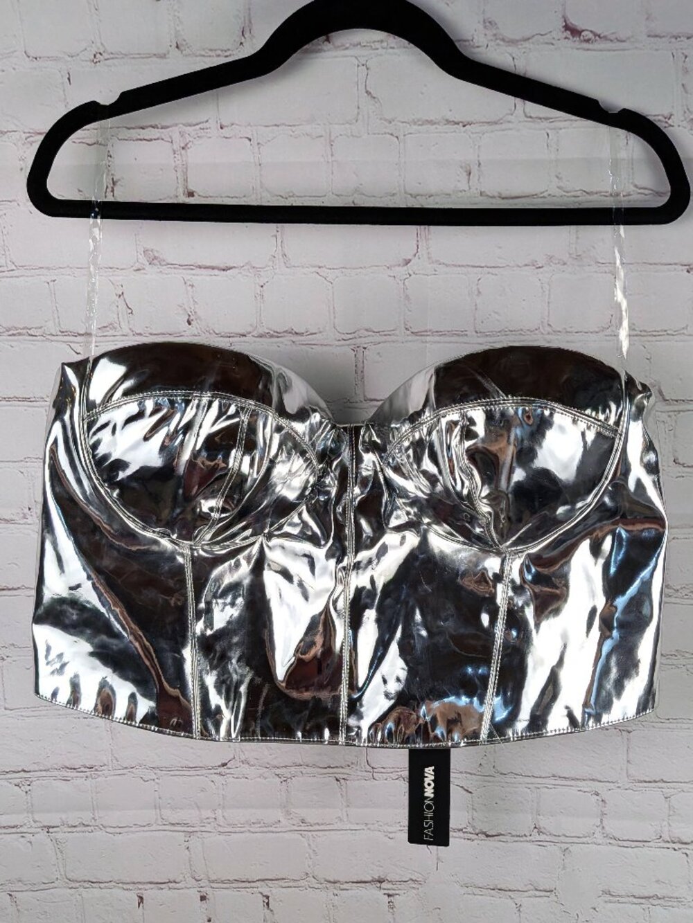 NEW Fashion Nova Reflective Nights Metallic Corset Top 1X
